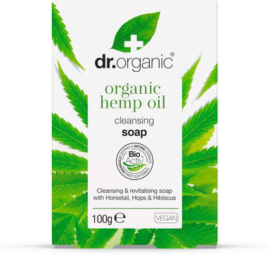 Dr Organic Hemp Oil Soap Bar, Natural, Vegetarian, Cruelty Free, Paraben & Sls Free, Recyclable Packaging, 100G