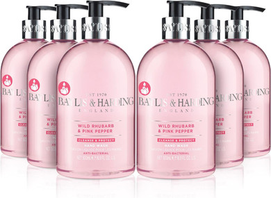 Baylis & Harding Wild Rhubarb & Pink Pepper Anti-Bacterial Hand Wash, 500 Ml (Pack Of 6) - Vegan Friendly
