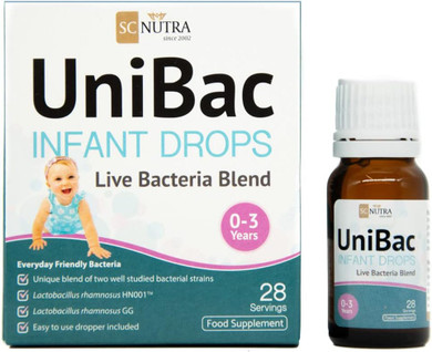Unified Bacteria: Unibac Newborn / Baby / Infant Probiotics 0-3 Years | Lactobacillus Rhamnosus Gg & Hn001 | 1.5Bn Cfu Probiotic Drops - 28 Servings