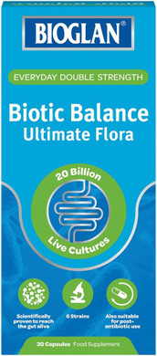 Bioglan Biotic Balance Ultimate Flora | 20 Billion | CFU | 6 Strains | Live Bacteria | 30 Capsules