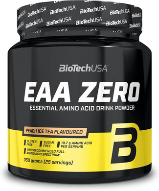 Biotechusa Eaa Zero - Essential Amino Acid Power | 7160Mg Eaa/Serv. | Who Recommended Ratio | Sugar-Free, Gluten-Free, 350 G, Peach Ice Tea