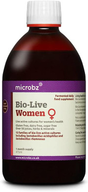 Microbz Bio-Live For Women (475Ml) Bio Cultures Probiotic Liquid Supplement - Multi Strain Fermented Liquid Formula With Bio Live Active Natural Cultures For Everyday Oral Use (Single)