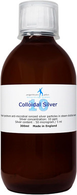 argentum plus - Colloidal Silver 10 ppm - 300 ml - Clear Liquid in Amber Glass Bottle