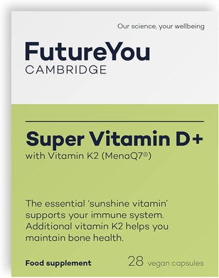 Super Vitamin D+ Supplements  High Strength D3 and K2 Vitamin Capsules for Bone Health and Density  Vitamins for Tiredness and Fatigue  Vitamin D Tablets by FutureYou Cambridge