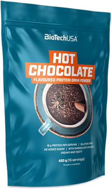 Biotechusa Hot Chocolate, Flavoured Drink Powder With Whey Protein, Milk Protein And Sweeteners, 450 G, Chocolate