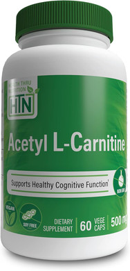 Health Thru Nutrition Acetyl L-Carnitine 500mg Vegan | 3rd Party Tested | Supports Cognition & Mental Function | Memory & Attention | Hypoallergenic, Non-GMO, Gluten Free, Soy Free (Pack of 60)60 Capsules