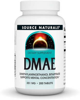 Source Naturals Dmae, Dimethylaminoethanol Bitartrate - Supports Mental Concentration - 200 Tablets