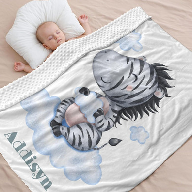 Cute Cartoon Happy Zebra Custom Name 40 X 50 In,Personalized Swaddle Blanket Fleece Plush Baby Dotted Blanket Super Soft Pet Travel Blanketdesign 540"X50"