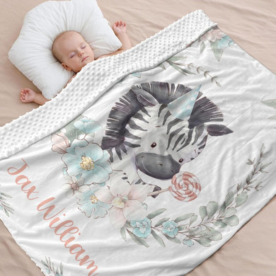 Spring Branch Animal Zebra Lollipop Custom Name 40 X 50 In,Personalized Swaddle Blanket Fleece Plush Baby Dotted Minky Blanket Super Soft Pet Travel Blanketdesign 840"X50"