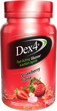 Dex4 Glucose Tablets, Strawberry, 50 Count Bottle, Each Tablet Contains 4G Of Carbs