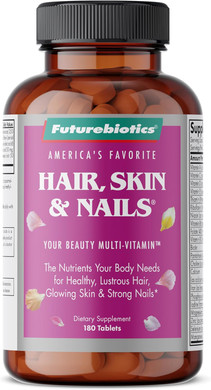 Futurebiotics Hair, Skin & Nails Beauty MultiVitamin with Biotin, Hair Vitamins and Skin Vitamins That Promote Healthy Hair and Nail, 180 Tablets180 Count (Pack of 1)