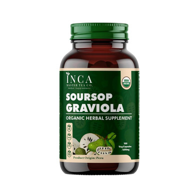 Inca Master Organic Soursop Capsules - 100% Pure, Natural Guanabana Graviola Capsules For Immune Support & Antioxidant Support, Gmo And Gluten Free, Certified Fairtrade - 100 Vegan Capsules