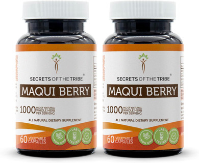 Secrets Of The Tribe Maqui Berry 60 Capsules(2 Pcs.), 1000 Mg, Maqui Berry (Aristotelia Chilensis) Dried Berry (2X60 Capsules)2X60 Capsules
