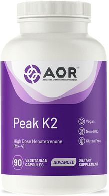 Aor, Peak K2, Supports Bone And Cardiovascular Health And Normal Blood Clotting, Dietary Supplement, 90 Servings (90 Capsules)