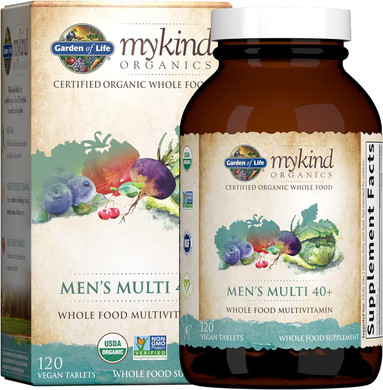 Garden Of Life Mykind Organics Whole Food Multivitamin For Men 40+, Vegan Mens Multi For Health & Well-Being Certified & Minerals For Men Over 40 Mens Vitamins, 120 Tablets120 Count (Pack Of 1)