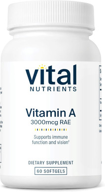 Vital Nutrients - Vitamin A - Supports Immune Function and Vision - 100 Softgels per Bottle - 3000 mcg