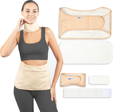 6 In 1 Castor Oil Pack Wrap - Liver Detox, Inflammation And Insomnia - Reusable Velcro Leakproof And Adjustable Waist & Neck Wrap, Absorbent Cotton Flannel And Elastic Extension Band For Larger Size