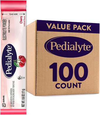 Pedialyte Electrolyte Powder Packets, Cherry, Hydration Drink, 100 Single-Serving Powder Packets