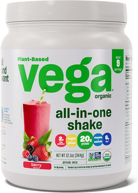 Vega Organic All-in-One Vegan Protein Powder, Berry - Superfood Ingredients, Vitamins for Immunity Support, Keto Friendly, Pea Protein for Women & Men, 12.1 oz (Packaging May Vary)9 Servings (Pack of 1)