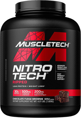 Muscletech Nitro-Tech Ripped Lean Whey Protein Powder Whey Protein Isolate Weight Loss Protein Powder For Women & Men Chocolate, 4 Lbs (42 Servings)