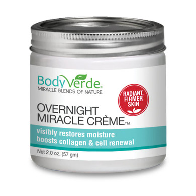 BODYVERDE Overnight Miracle 100% NATURAL Face Moisturizer, Boosting Collagen Moisturizer for Face, Radiant Firmer Skin, Visibly Restores Moisture, Boosts Collagen & Cell Renewal - 2oz