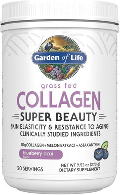 Garden Of Life Grass Fed Collagen Super Beauty Powder - Blueberry Acai, 20 Servings, Collagen Powder For Women Skin Hair Nails Joints, Collagen Peptides Powder, Collagen Protein, Collagen Supplements