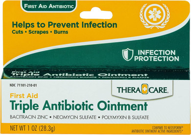Thera Care Triple Antibiotic Ointment | First Aid | Pain Relief + Infection Protection | 1.0 Oz