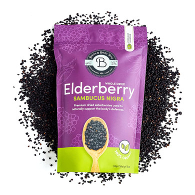 Elderberry Dried Organic - 1 Lb Bulk, Makes Great Black Elderberry Tea And Sambucus Nigra Is Known For It'S Abiltiy To Make Syrup, Popsicles, And Gummies - Birds & Bees Teas Elderberries Dried