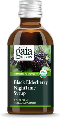 Gaia Herbs Black Elderberry, Nighttime Syrup - Immune Support Supplement - With Organic Black Elderberries, California Poppy & Lemon Balm For Restful Sleep & Immune Defense - 3 Fl Oz (18-Day Supply)3 Fl Oz (Pack Of 1)