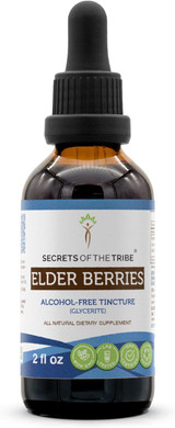 Secrets Of The Tribe Elder Berries Alcohol-Free Tincture (Glycerite) 678 Mg Elder Berries (Sambucus Nigra) Dried Berry (2 Fl Oz) Immune Support Supplement