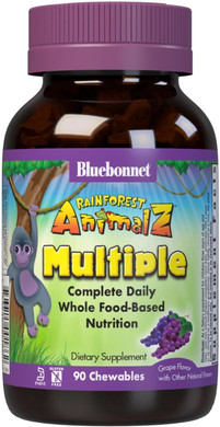 Bluebonnet Super Earth Rainforest Animalz Multiple Chewable, Light Grey/Purple, 90 Count