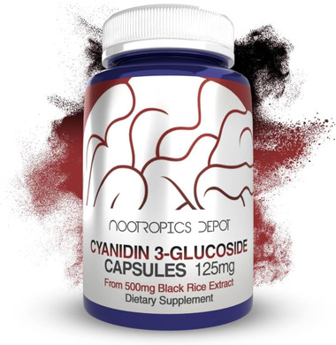 Cyanidin 3-Glucoside Capsules | 125Mg | 60 Count | Black Rice Extract | C3G | Oryza Sativa | Metabolic, Vision, & Cognitive Support