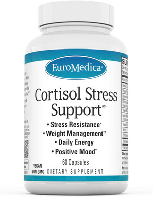 Euromedica Cortisol Stress Support - 60 Capsules - With B Vitamins, Vitamin C & Dhea - Non-Gmo, Vegan - 60 Servings