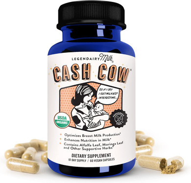 Legendairy Milk Cash Cow Lactation Supplement, Moringa, Alfalfa, And Goat'S Rue Breastfeeding Supplement For Milk Supply Increase, Fenugreek-Free, Certified Organic, Vegan, Non-Gmo, 60 Capsules