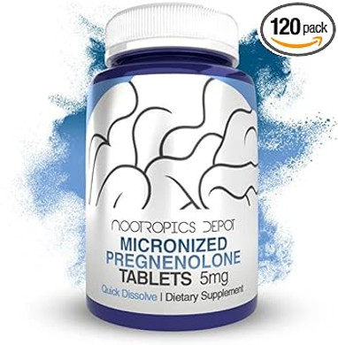 Nootropics Depot Pregnenolone Quick Dissolve Tablets | 5Mg | Micronized | Mood, Cognition, & Hormone Support | 120 Count