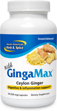 North American Herb & Spice Gingamax - 90 Capsules - Ceylon Ginger - Digestive Support - Non-Gmo - 45 Servings