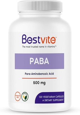 Paba 500Mg (120 Vegetarian Capsules) (Para-Aminobenzoic Acid) - No Stearates - Vegan - Non Gmo - Gluten Free