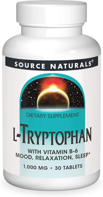 Source Naturals L-Tryptophan With Vitamin B-6 1000 Mg Support Mood, Relaxation And Sleep* - 30 Tablets