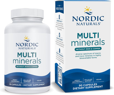 Nordic Naturals Multi Minerals Without Iron & Copper, Unflavored - 90 Capsules - 9 Essential Minerals To Support Cellular Health - Optimal Health & Wellness - Certified Vegan - Non-Gmo - 30 Servings
