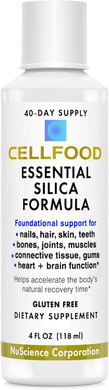Cellfood Essential Silica Anti-Aging Formula, 4 Fl Oz - Supports Healthy Bones, Joints, Hair, Skin, Nails, Teeth & Gums - Easy To Absorb Liquid - Gluten Free, Thiaminase Free, Non-Gmo - 40-Day Supply