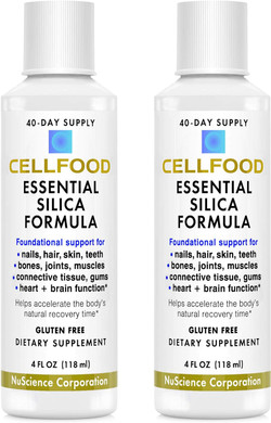 Cellfood Essential Silica Anti-Aging Formula, 4 Fl Oz, 2 Pack - Supports Healthy Bones, Joints, Hair, Skin, Nails, Teeth & Gums - Easy To Absorb - Gluten Free, Thiaminase Free, Non-Gmo - 80-Day Supply