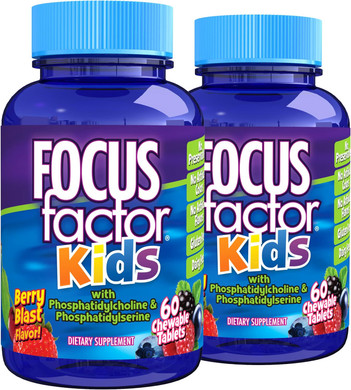 Focus Factor Kids Complete Daily Chewable Vitamins: Multivitamin & Neuro Nutrient, Brain Function, W/ Vitamin B12, C, D3, 60 Count (2 Pack)60 Count (Pack Of 2)