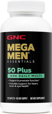 Gnc Mega Men 50 Plus One Daily Multivitamin | Supports Prostate Function | Includes Support For Heart, Brain, & Eye Health | 60 Count