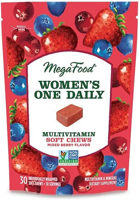 Megafood Women'S One Daily Multivitamin Soft Chews - Multivitamin For Women With Folate, Vitamin B6, Vitamin B12, Biotin, Vitamin D - Mixed Berry Flavor - Vegetarian, Non-Gmo - 30 Chews30 Count (Pack Of 1)