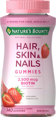 Nature'S Bounty Hair, Skin & Nails With Biotin, Strawberry Gummies Vitamin Supplement, Supports Hair, Skin, And Nail Health For Women, 2500 Mcg, 140 Ct140 Count (Pack Of 1)