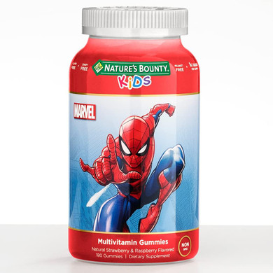 Nature'S Bounty Marvelã¢ÂS Spider-Man Kids Multi Vitamin Gummy, Natural Strawberry And Raspberry Flavored Multi Vitamin, 180 Gummies
