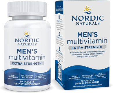 Nordic Naturals Menã¢ÂS Multivitamin Extra Strength - Bone, Energy, & Blood-Vessel Support - Immunity Supplement - 20 Essential Nutrients - 60 Tablets - 30 Servings