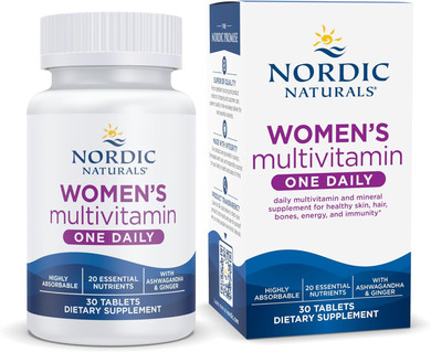 Nordic Naturals Womenã¢ÂS Multivitamin One Daily - Skin, Hair, Energy, & Bone Support - Immunity Supplement - 20 Essential Nutrients - 30 Tablets - 30 Servings
