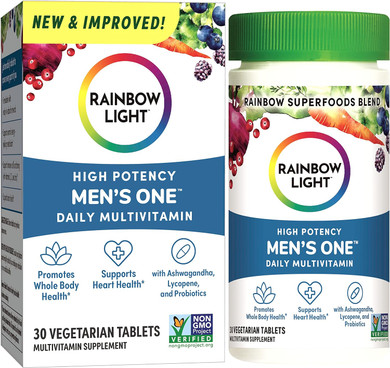 Rainbow Light Multivitamin For Men, Vitamin C, D & Zinc, Probiotics, Men'S One Multivitamin Provides High Potency Immune Support, Non-Gmo, Vegetarian, 30 Tablets30 Count (Pack Of 1)