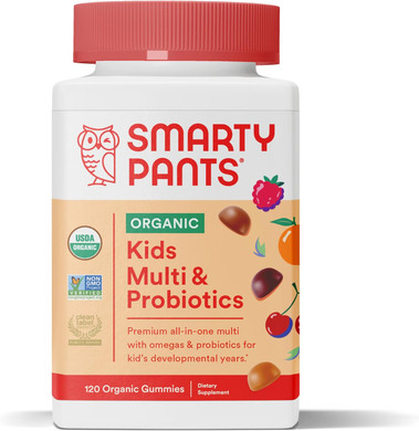 Smartypants Organic Kids Multivitamin, Daily Gummy Vitamins: Probiotics, Vitamin C, D3, Zinc, & B12 For Immune Support, Energy & Digestive Health, Assorted Fruit Flavor, 120 Gummies, 30 Day Supply
